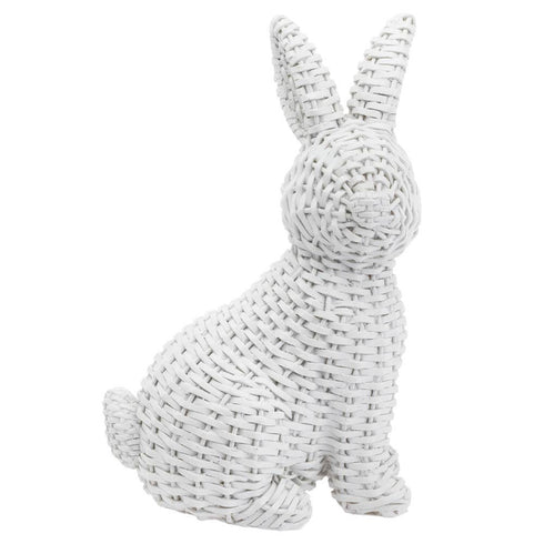 White Wicker Sitting Bunny Easter